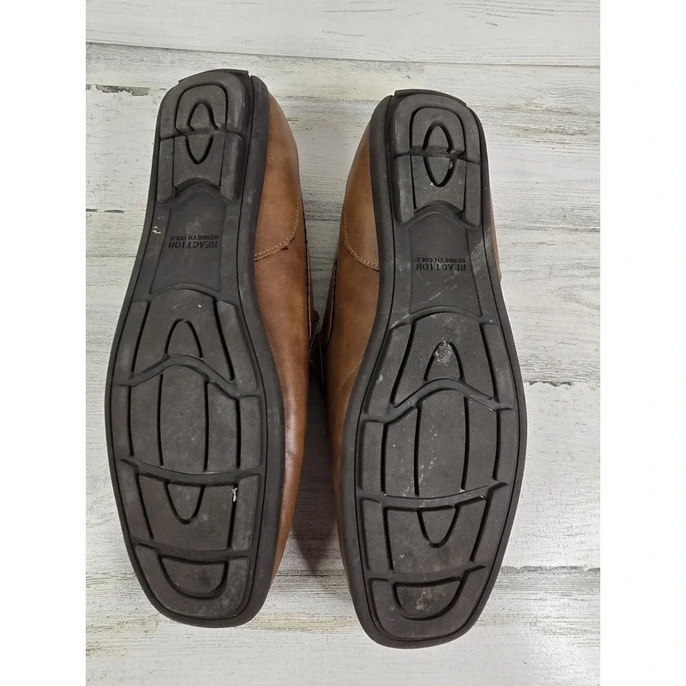 Kenneth‎ Cole Reaction Men's 9.5 Brown Tallan Buckle Driving Loafers Mocs EUC
